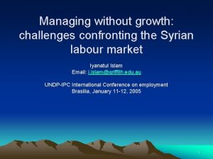 Managing without growth challenges confronting the Syrian labour