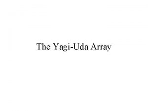 The YagiUda Array Yagi Fundamentals A YagiUda array