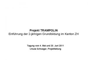 Projekt TRAMPOLIN Einfhrung der 2 jhrigen Grundbildung im