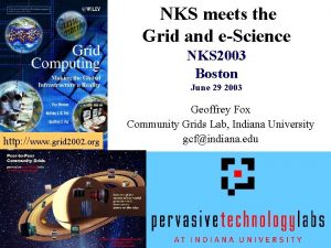 NKS meets the Grid and eScience NKS 2003