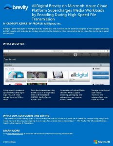 All Digital Brevity on Microsoft Azure Cloud Platform