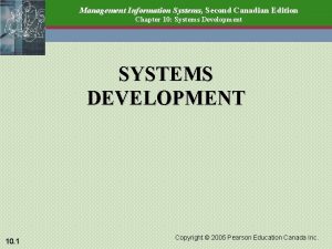 Management Information Systems Second Canadian Edition Chapter 10