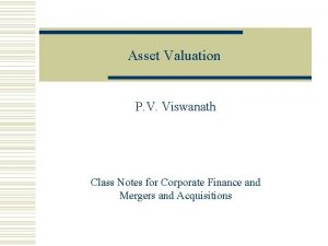 Asset Valuation P V Viswanath Class Notes for
