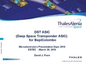 DST ASIC Deep Space Transponder ASIC for Bepi