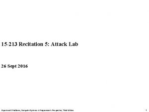 15 213 Recitation 5 Attack Lab 26 Sept