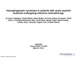 Hemophagocytic syndrome in patients with acute myeloid leukemia