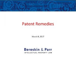 Patent Remedies March 9 2017 Donald M Cameron