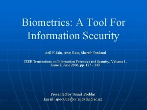 Biometrics A Tool For Information Security Anil K