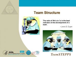 Team Structure NEXT The ratio of Wes to