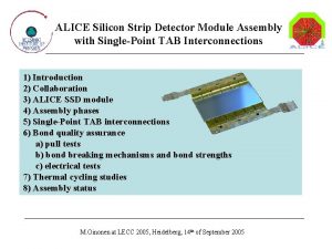 ALICE Silicon Strip Detector Module Assembly with SinglePoint