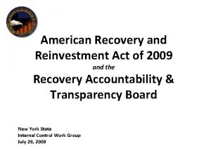 American Recovery and Reinvestment Act of 2009 and