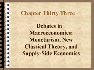 Chapter Thirty Three Debates in Macroeconomics Monetarism New