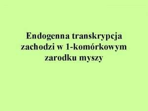 Endogenna transkrypcja zachodzi w 1 komrkowym zarodku myszy