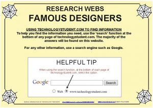 RESEARCH WEBS FAMOUS DESIGNERS USING TECHNOLOGYSTUDENT COM TO