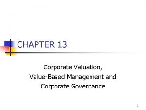 CHAPTER 13 Corporate Valuation ValueBased Management and Corporate