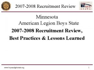 2007 2008 Recruitment Review Minnesota American Legion Boys