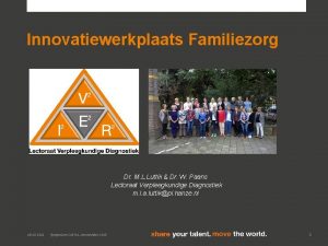 Innovatiewerkplaats Familiezorg Dr M L Luttik Dr W