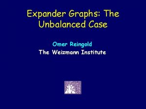 Expander Graphs The Unbalanced Case Omer Reingold The