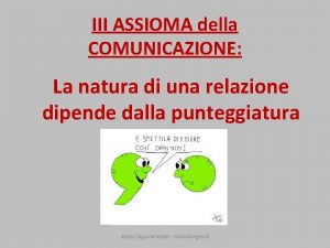 III ASSIOMA della COMUNICAZIONE La natura di una