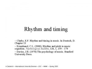 Rhythm and timing Clarke E F Rhythm and