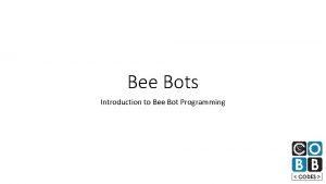 Bee Bots Introduction to Bee Bot Programming Parts