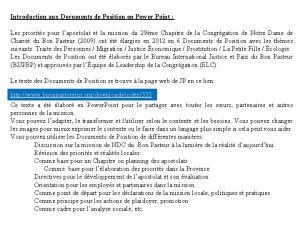 Introduction aux Documents de Position en Power Point