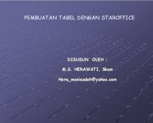 PEMBUATAN TABEL DENGAN STAROFFICE DISUSUN OLEH M S