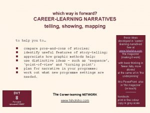 which way is forward CAREERLEARNING NARRATIVES telling showing