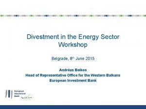 Divestment in the Energy Sector Workshop Belgrade 8