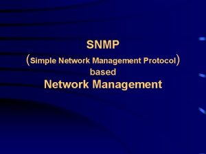 SNMP Simple Network Management Protocol based Network Management