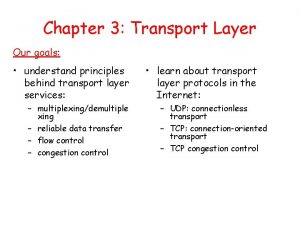 Chapter 3 Transport Layer Our goals understand principles