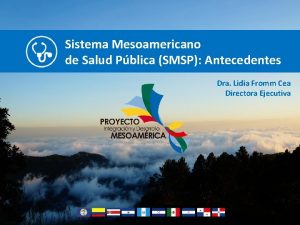 Sistema Mesoamericano de Salud Pblica SMSP Antecedentes Dra