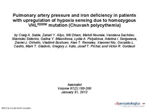 Pulmonary artery pressure and iron deficiency in patients