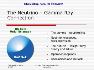 CTA Meeting Paris 01 02 03 2007 The