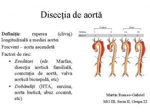 Disecia de aort Definiie ruperea clivaj longitudinal a