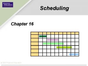 Scheduling Chapter 16 2007 Pearson Education Scheduling Scheduling