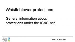 Whistleblower protections General information about protections under the