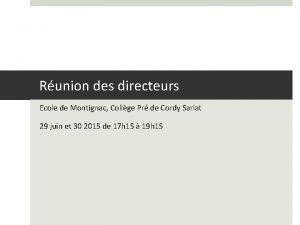 Runion des directeurs Ecole de Montignac Collge Pr