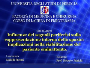 UNIVERSIT DEGLI STUDI DI PERUGIA FACOLT DI MEDICINA