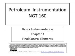 Petroleum Instrumentation NGT 160 Basics Instrumentation Chapter 3