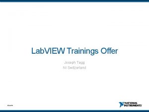 Lab VIEW Trainings Offer Joseph Tagg NI Switzerland