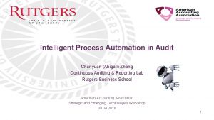 Intelligent Process Automation in Audit Chanyuan Abigail Zhang