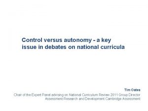 Control versus autonomy a key issue in debates