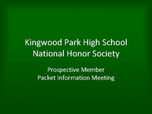 Kingwood Park High School National Honor Society Prospective