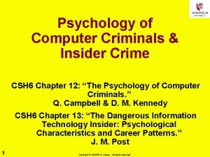 Psychology of Computer Criminals Insider Crime CSH 6