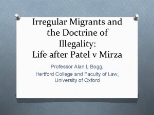 Irregular Migrants and the Doctrine of Illegality Life