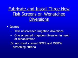 Fabricate and Install Three New Fish Screens on