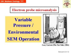 Electron probe microanalysis Variable Pressure Environmental SEM Operation