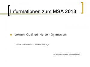 Informationen zum MSA 2018 n Johann Gottfried Herder
