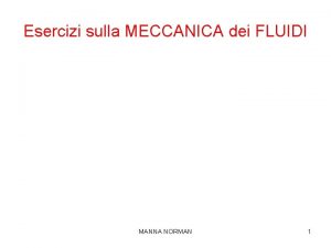 Esercizi sulla MECCANICA dei FLUIDI MANNA NORMAN 1